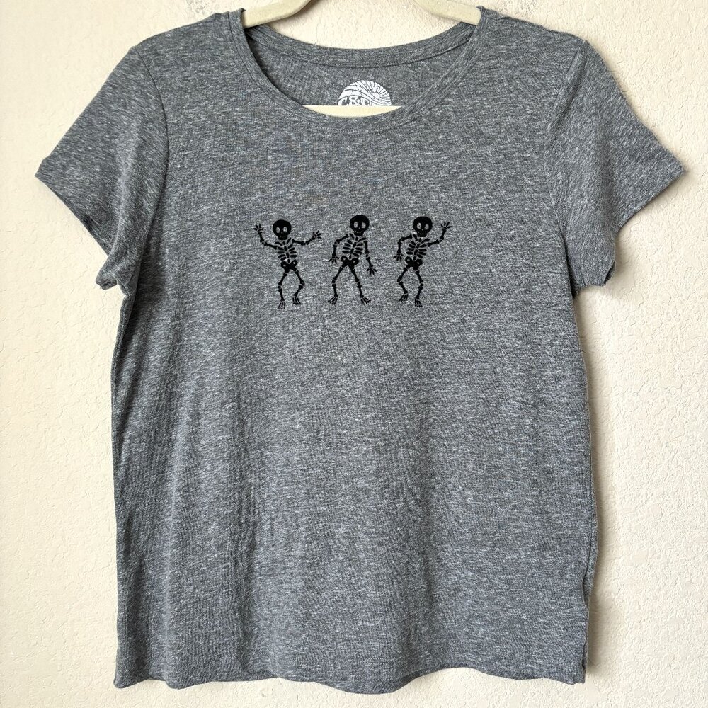 C&C California Dancing Velvet Skeletons Halloween Heather Gray T-Shirt